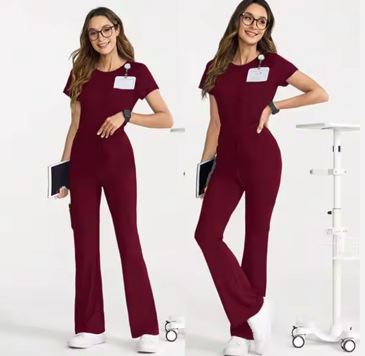 Women's Stylish XL Medical Lab Scrub Suit Waterproof Embroidered Woven Fabric Stain-Resistant Spandex for Hospital Nurses
